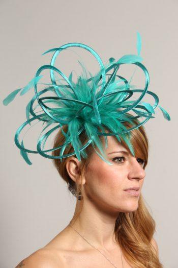 Jade Green Fascinator hat  /choose any colour satin and/or highlight feathers