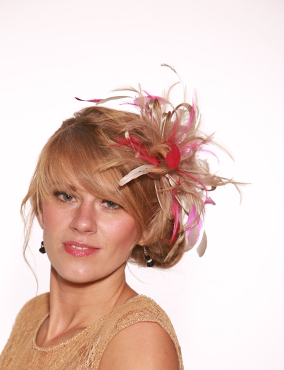 Baby Pink & Navy Fascinator Hat/any satin/highlight feather colour 