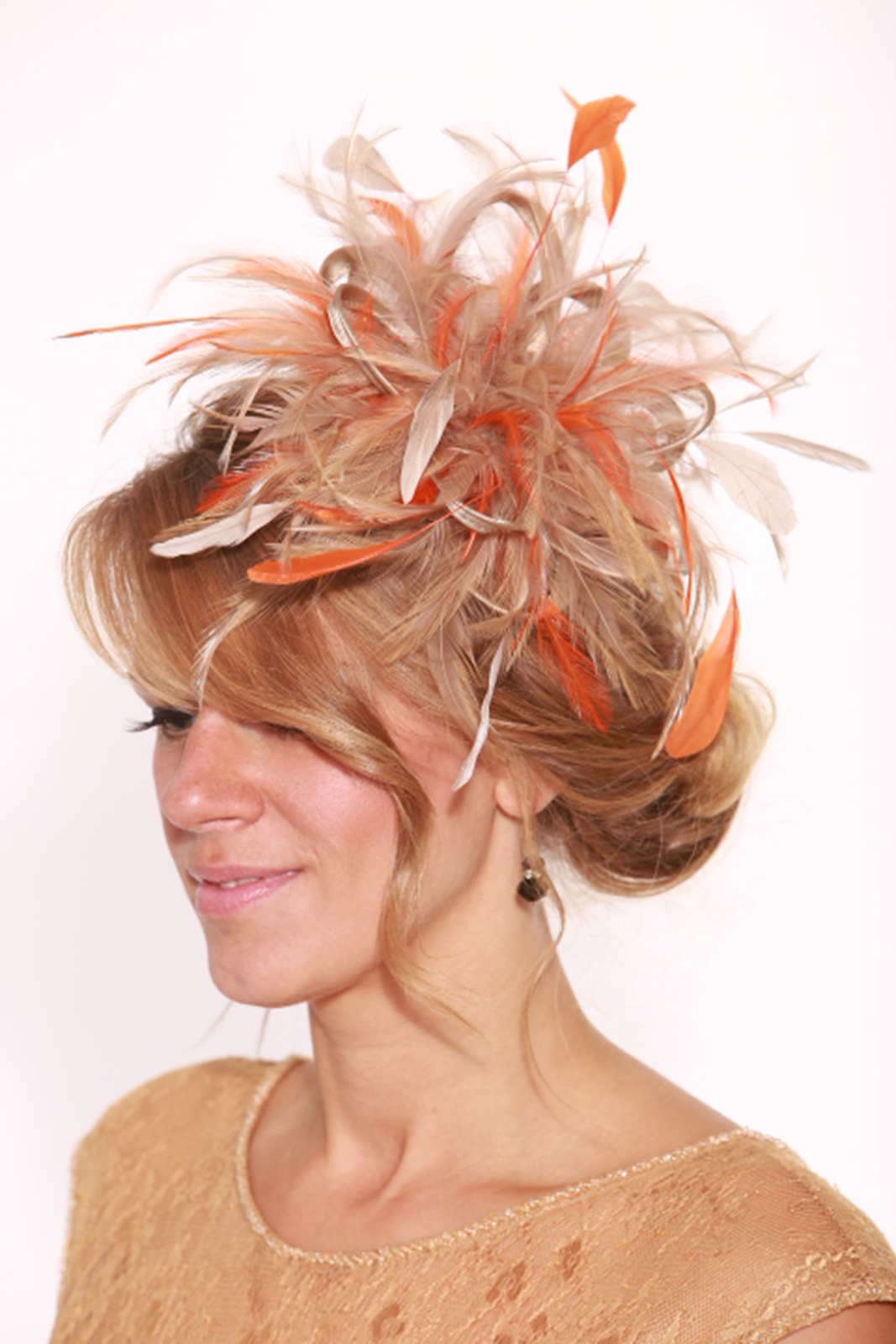 New Orange Fascinate Fascinator hat highlight/choose any colour satin/feathers 