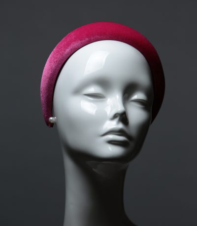 Hot Pink Padded Velvet Headband Wedding Fascinator hat