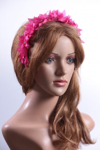 Hot Pink organza flower diamante trim headband fascinator hat suitable for a ladies day out or day at the races or wedding