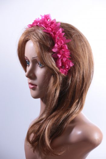 Hot Pink organza flower diamante trim headband fascinator hat suitable for a ladies day out or day at the races or wedding