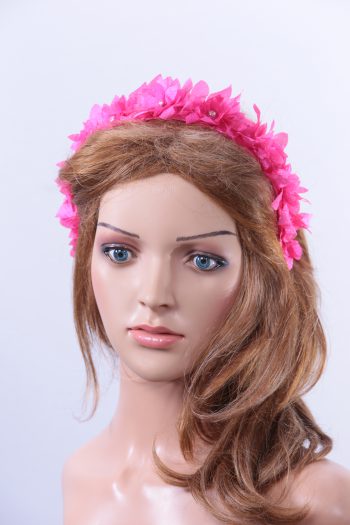 Hot Pink organza flower diamante trim headband fascinator hat suitable for a ladies day out or day at the races or wedding