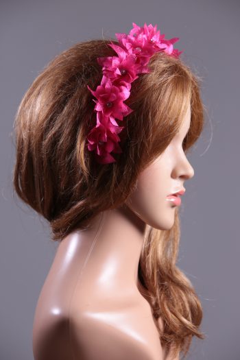 Hot Pink organza flower diamante trim headband fascinator hat suitable for a ladies day out or day at the races or wedding