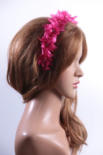 Hot Pink organza flower diamante trim headband fascinator hat suitable for a ladies day out or day at the races or wedding