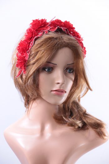 Vintage Red lace 3D flower headband Headpiece Fascinator Hat suitable for a wedding, bridal or ladies day at the races