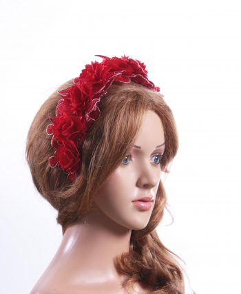 Vintage Red lace 3D flower headband Headpiece Fascinator Hat suitable for a wedding, bridal or ladies day at the races