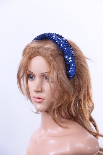 Royal Blue Sequin Padded headband Headpiece Fascinator Hat suitable for a wedding, party, or a ladies day at the races