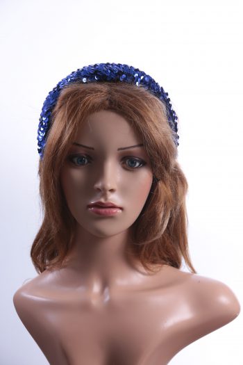 Royal Blue Sequin Padded headband Headpiece Fascinator Hat suitable for a wedding, party, or a ladies day at the races