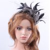 black and pale grey feather mount headband suitable for a wedding or ladies day at the races