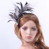 black and pale grey feather mount headband suitable for a wedding or ladies day at the races