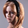 Black Sequin Padded headband Headpiece Fascinator Hat suitable for a wedding, party, or a ladies day at the races