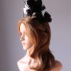 black and ivory flower double black halo crown Fascinator hat