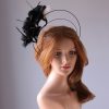 black and ivory flower double black halo crown Fascinator hat