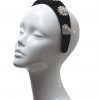 Black Rhinestone Diamante Velvet Padded crown fascinator headband