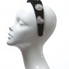 Black Rhinestone Diamante Velvet Padded crown fascinator headband