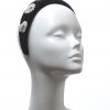 Black Rhinestone Diamante Velvet Padded crown fascinator headband