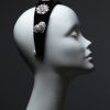 Black Rhinestone Diamante Velvet Padded crown fascinator headband