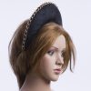 Black sinamay halo crown with gold metal chain detail Headpiece Fascinator