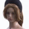 Black sinamay halo crown with gold metal chain detail Headpiece Fascinator