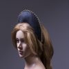 Black sinamay halo crown with gold metal chain detail Headpiece Fascinator