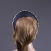 Black sinamay halo crown with gold metal chain detail Headpiece Fascinator