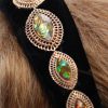 black velvet headband eye shaped jewels