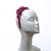 deep hot pink padded satin headband with metal flower beads headband fascinator hat