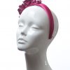 deep hot pink padded satin headband with metal flower beads headband fascinator hat