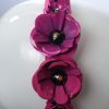 deep hot pink padded satin headband with metal flower beads headband fascinator hat
