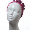 deep hot pink padded satin headband with metal flower beads headband fascinator hat