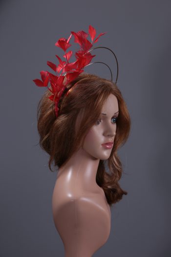 gold double halo crown with red feather tree