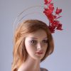 gold double halo crown with red feather tree