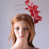 gold double halo crown with red feather tree