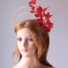 gold double halo crown with red feather tree