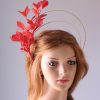 gold double halo crown with red feather tree