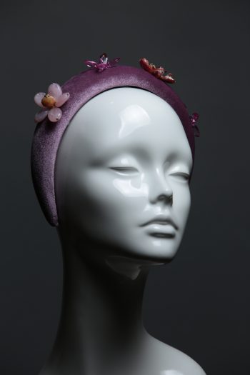 lilac dusky padded velvet headband flower beads