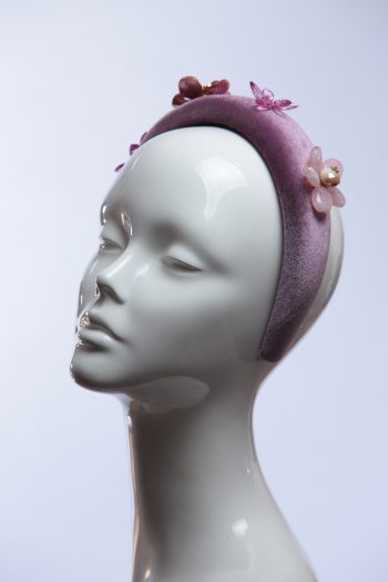 lilac dusky padded velvet headband flower beads