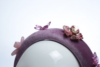 lilac dusky padded velvet headband flower beads