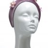 lilac dusky padded velvet headband flower beads