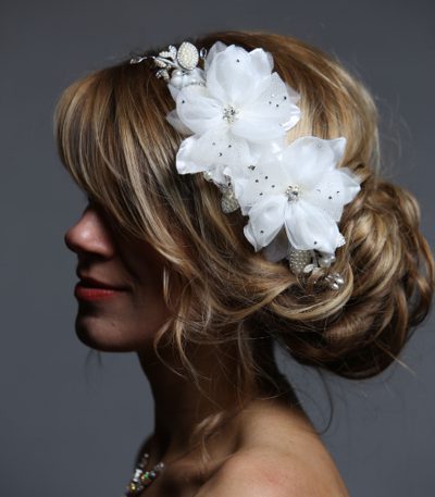 ivory flowers pearl and rhinestone wired comb bridal headpiece (1)