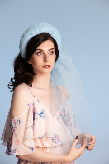 Baby Blue Tulle pleated headband crown fascinator hat headband
