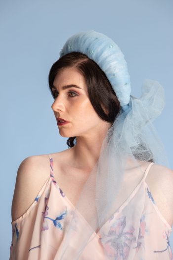 Baby Blue Tulle pleated headband crown fascinator hat headband