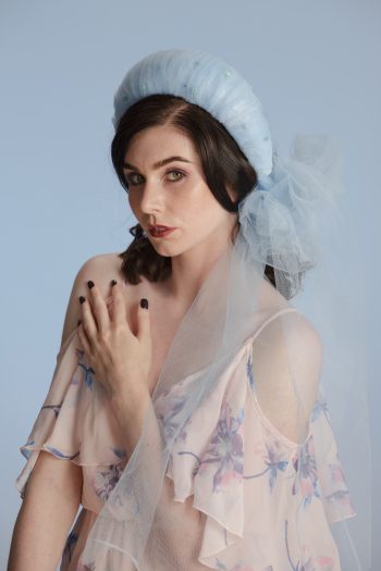 Baby Blue Tulle pleated headband crown fascinator hat headband