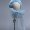 baby blue tulle halo crown with bow fascinator hat