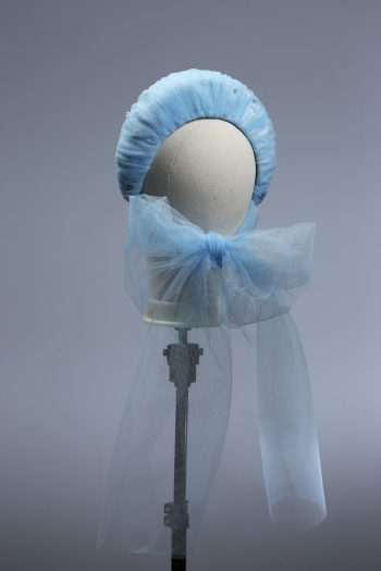 baby blue tulle halo crown with bow fascinator hat