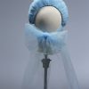 baby blue tulle halo crown with bow fascinator hat