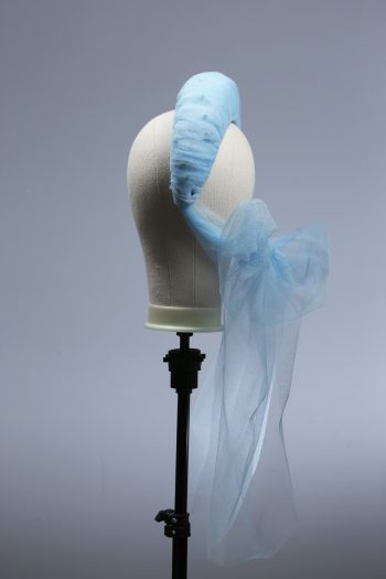 baby blue tulle halo crown with bow fascinator hat