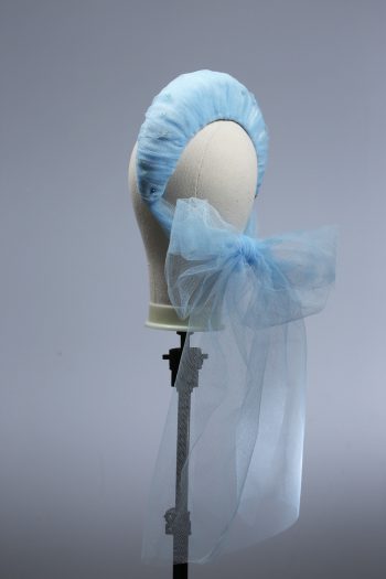 baby blue tulle halo crown with bow fascinator hat