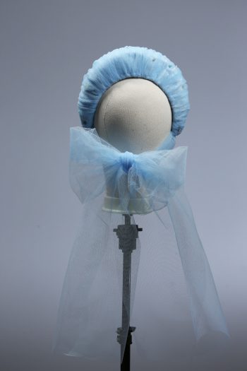 baby blue tulle halo crown with bow fascinator hat